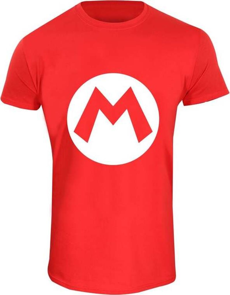Super Mario T-Shirt Uni Mario Badge rot Fan-Merch, Gaming Produktbild 