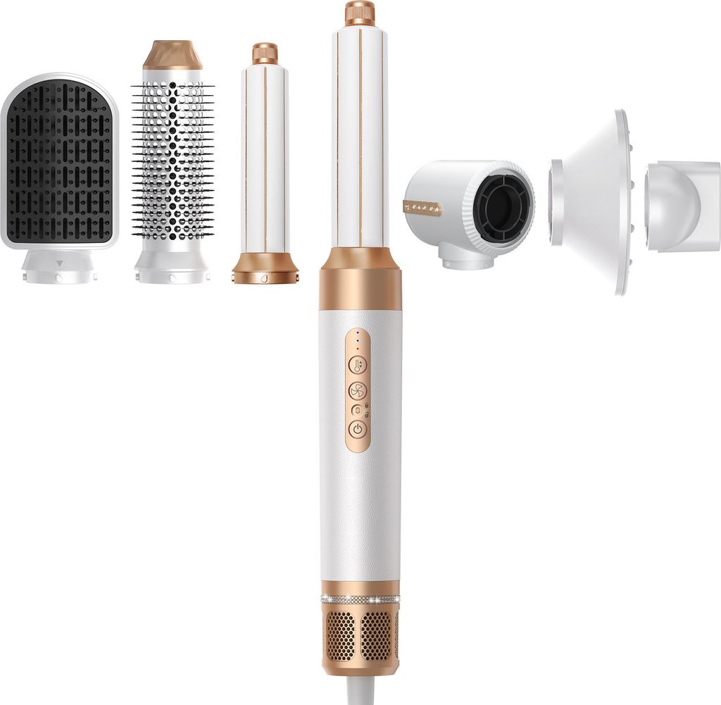 Air Styler 7 In 1, 110000 U/Min Hochtouriger Motor Haartrockner Warmluftbürste Set Mit 7 Aufsätze, Trocknen, Glätten, Locken, Volumengeben, Mass...