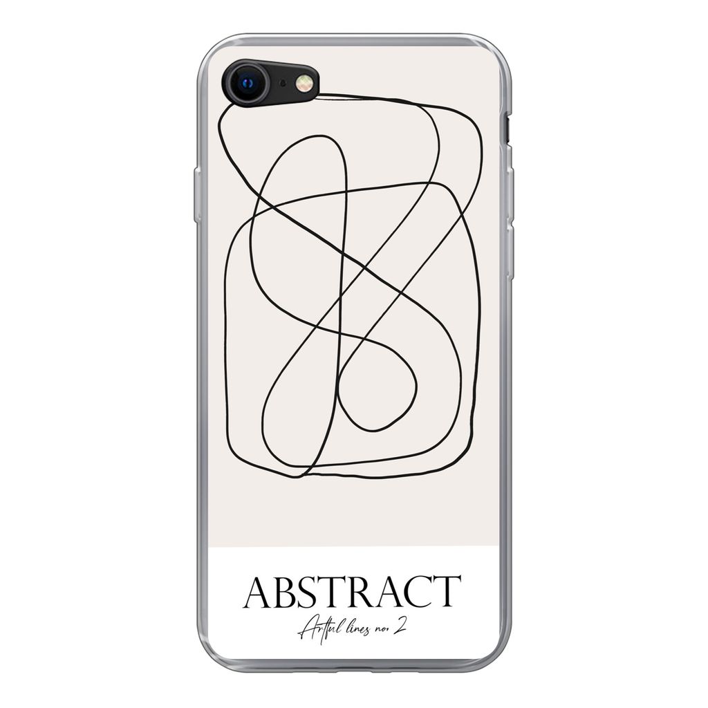 MuchoWow Handyhülle Schutzhülle Hülle für iPhone SE 2020 Kunst - Linienkunst - Abstrakt Silikon Softcase Handy Hülle - Kartenbesitzer
