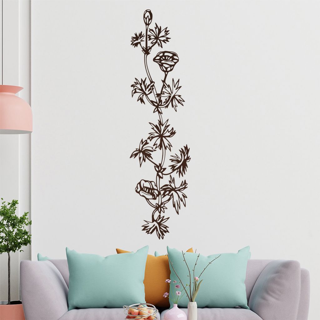 Blumen - Ranken Wandtattoo in 6 Größen - Wandaufkleber Wall Sticker - Dekoration, Küche, Wohnzimmer, Schlafzimmer, Badezimmer