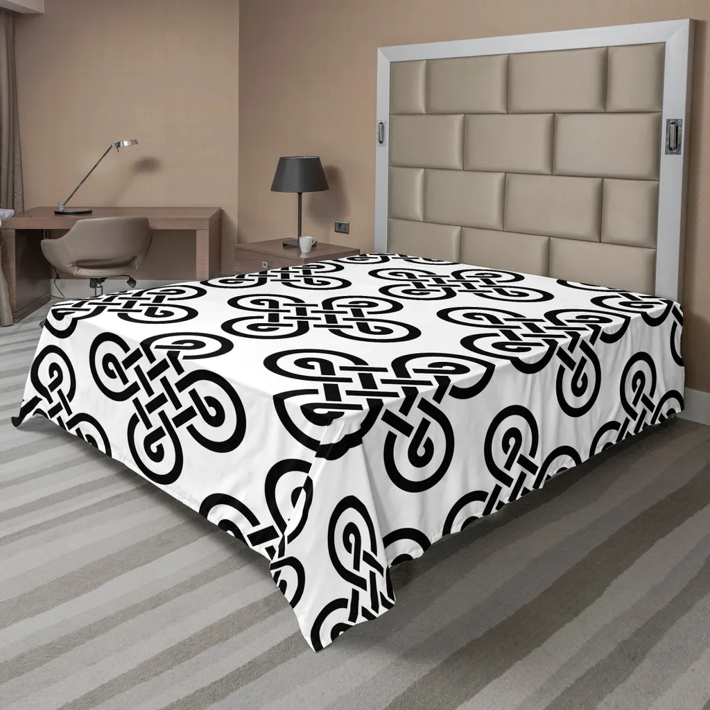 Drap de dessus doux à motifs celtiques symétriques pour lit king size