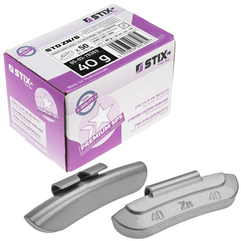 STIX ZN/S Schlaggewichte für Stahlfelgen 40g Zink beschichtet Auswuchtgewichte Wuchtgewichte Silber 50 Stück