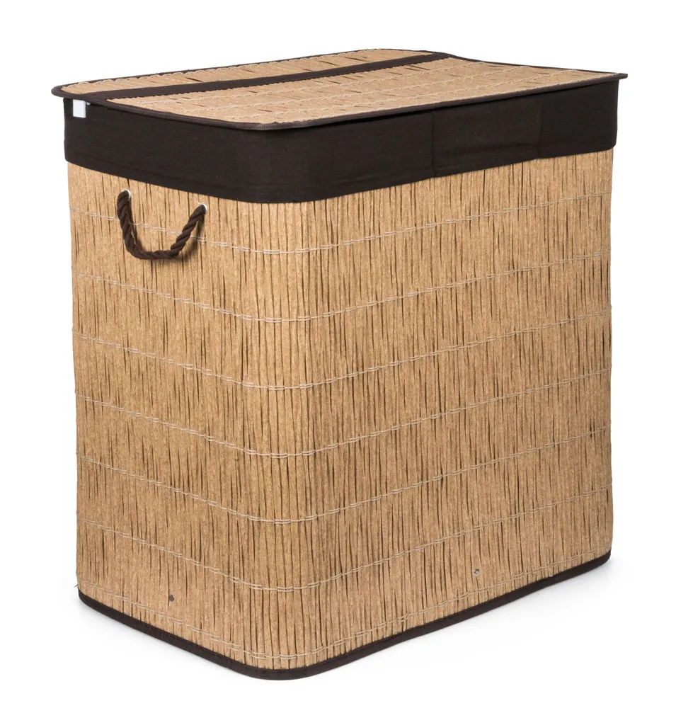 G21 Cesto per biancheria da 150 l con divisori, design in rattan con cesto marrone