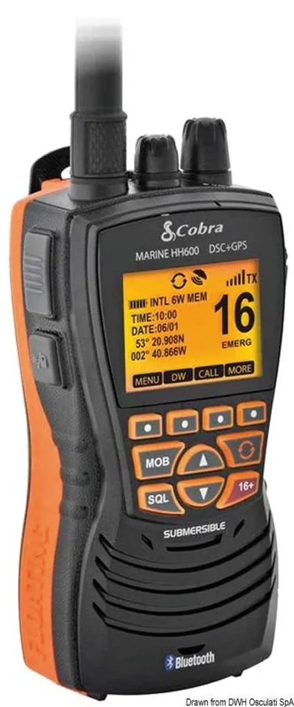 Cobra Marine MR HH600 GPS BT EU VHF Noir - Radio Portable Flottante