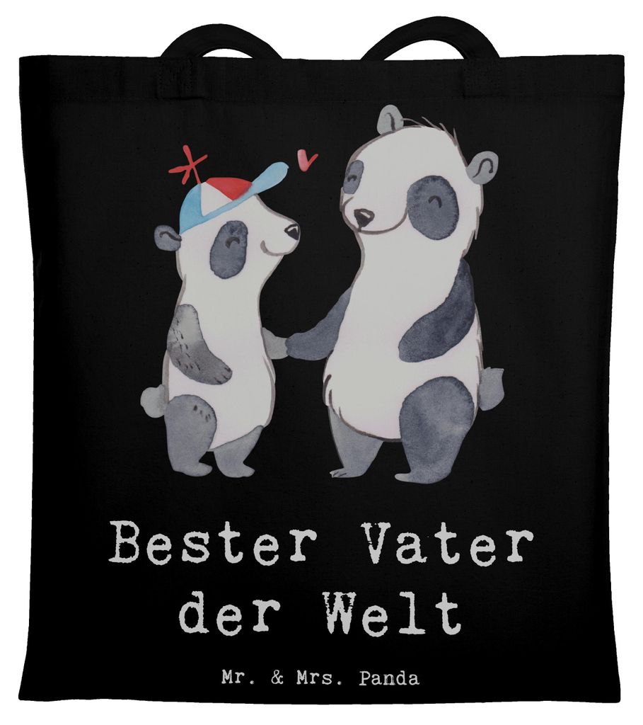 Mr. & Mrs. Panda Tote Bag Panda Bester Vater der Welt - Schwarz - Geschenk, Unitasche, Shopping Tasche, Familie, Dankeschön, Schultasche, Daddy, K...