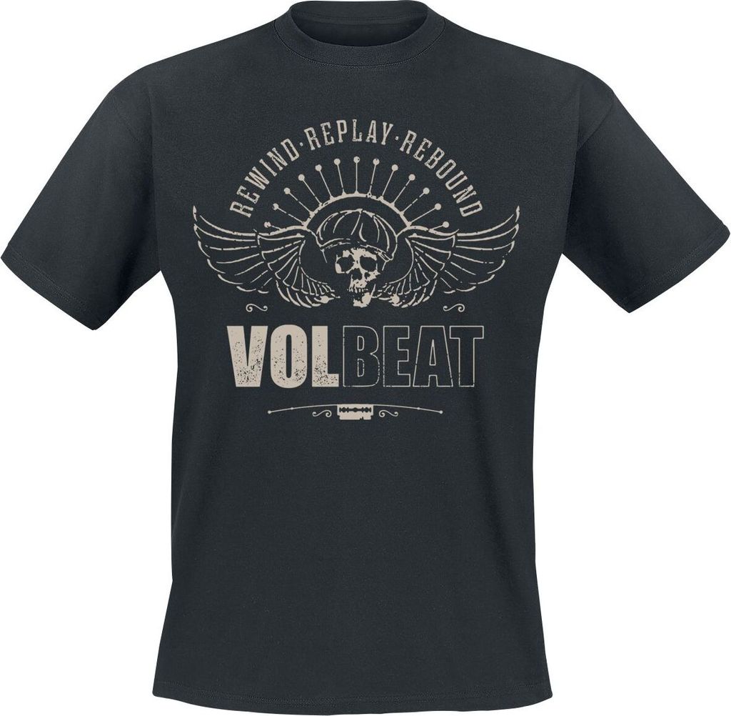 Volbeat T-Shirt Herren Skullwing - Rewind, Replay, Rebound schwarz XL