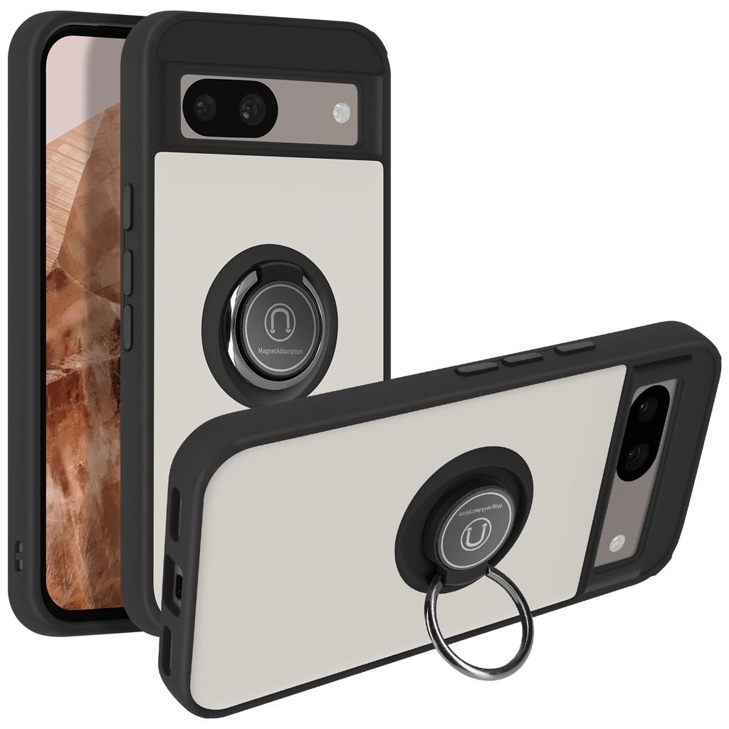 Avizar, Handyhülle mit Ring-Halterung Google Pixel 8a, Schwarz
