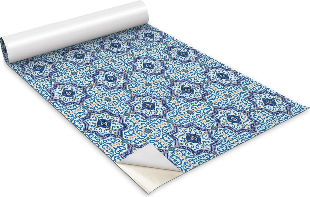 Selbstklebende Möbelfolie - Dekorationsfolie - Tischmöbel - Zuschneidbar - Portugiesische Fliesen - 100 x 50 cm