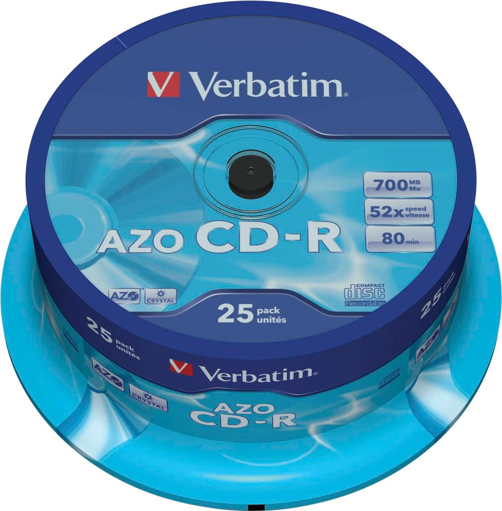 Verbatim CD-R AZO Crystal, Spindel, cyanínové/Azo farbivo Obrázok produktu 