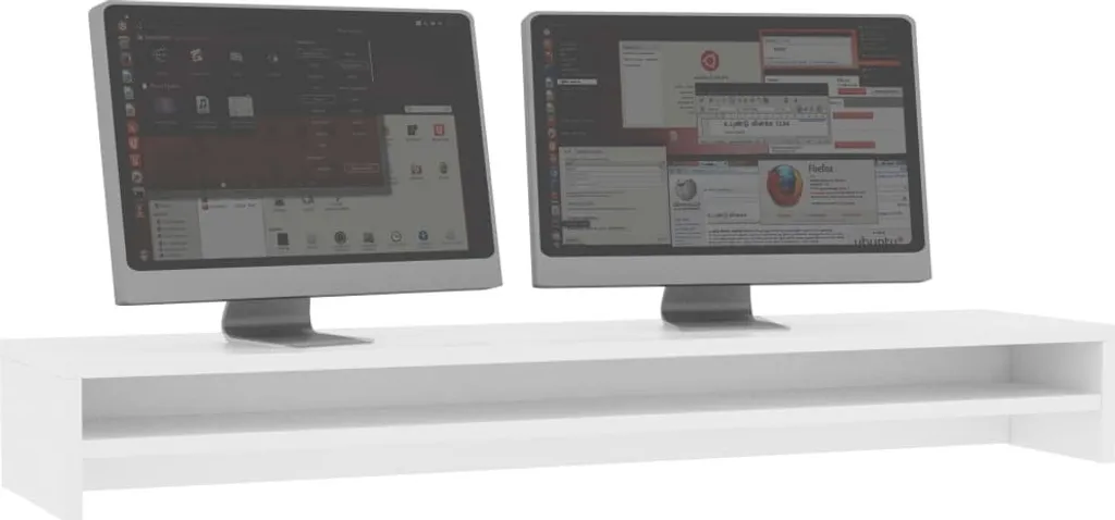 Support d'écran 100 cm Blanc - Organiseur de Bureau pour Double Écran - 3