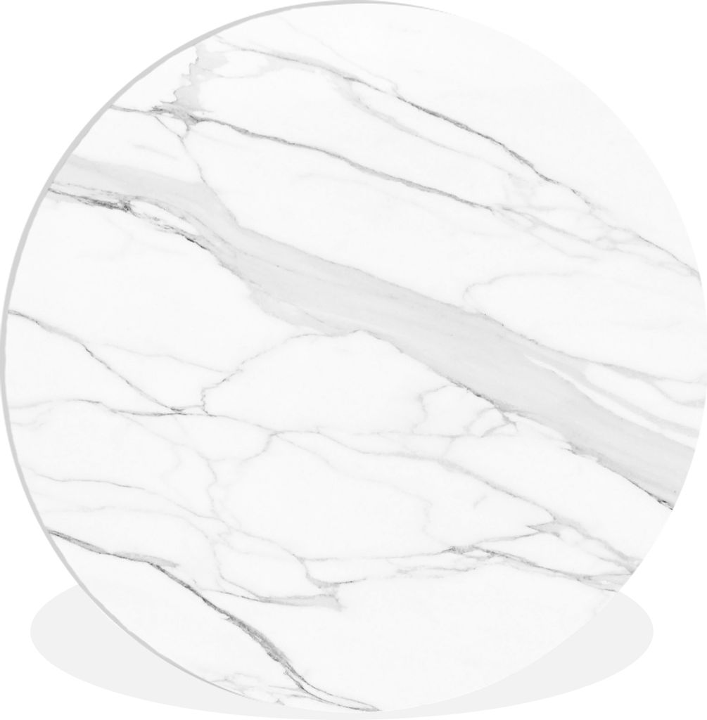 MuchoWow Rundes Wandbild - Runde Bilder Marmor - Weiß - Linie - Muster - Luxus - Marmoroptik Ø 30 cm Kreis Wanddekoration Kunststoff - Wandkrei...