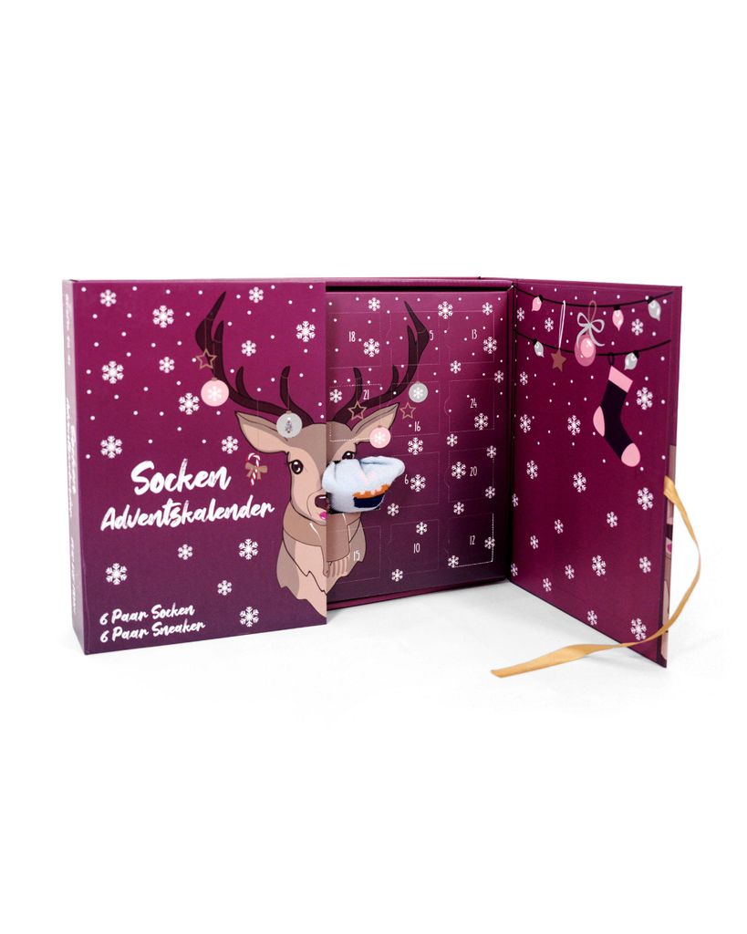Socken Adventskalender mit Klappbox u Schleife : 35-41 Produktbild 