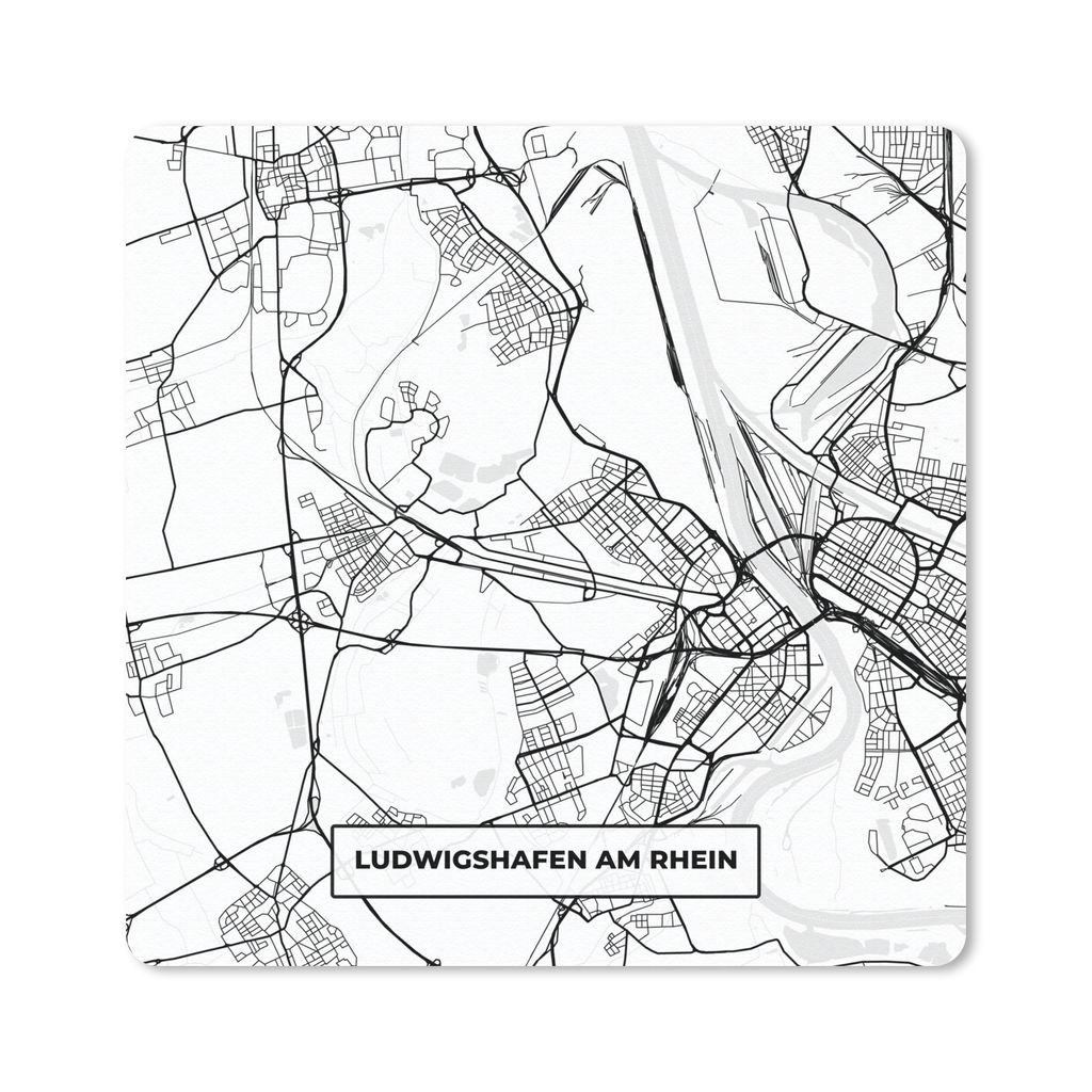 MuchoWow Mauspad Mousepad Karte - Ludwigshafen am Rhein - Stadtplan 20x20 cm - Mousepads - Maus Mat - Pad - Mausunterlage - Desk Mat - Bureauarti...