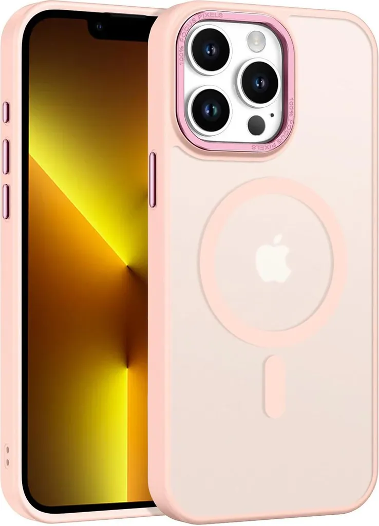 Custodia magnetica per iPhone 14/iPhone 13, custodia resistente a due strati con protezione scorrevole della fotocamera e supporto regolabile Rosso