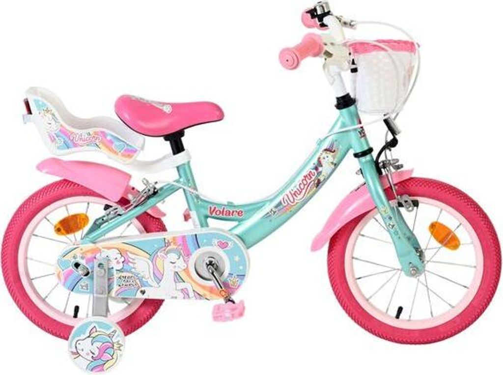 Volare Unicorn Kinderfahrrad - Mädchen - 14 Zoll - Grün - Produktbild 