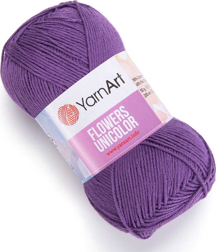YarnArt Flowers Unicolor 748 Lila - Baumwolle/Polyacryl, 200m/50g, Perfekt für Kleidung & Decken