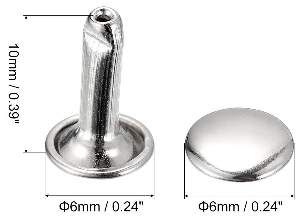 100 Sets Leder Nieten, 6x10mm Doppelt Kappe Nieten Metallnieten Runde Nieten Hohlnieten Niete fš¹r Lederhandwerk Reparatur DIY Geldb?rsen Gš¹rt...