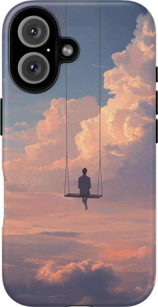 Schaukelnde Silhouette im Wolkenhimmel – Hülle Kompatibel mit iPhone 16