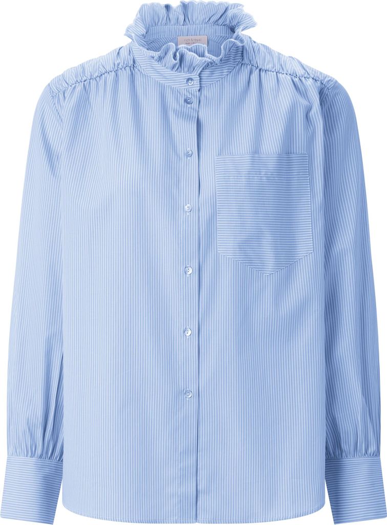 Rich & Royal Baumwolle Striped Blouse with Ruffle