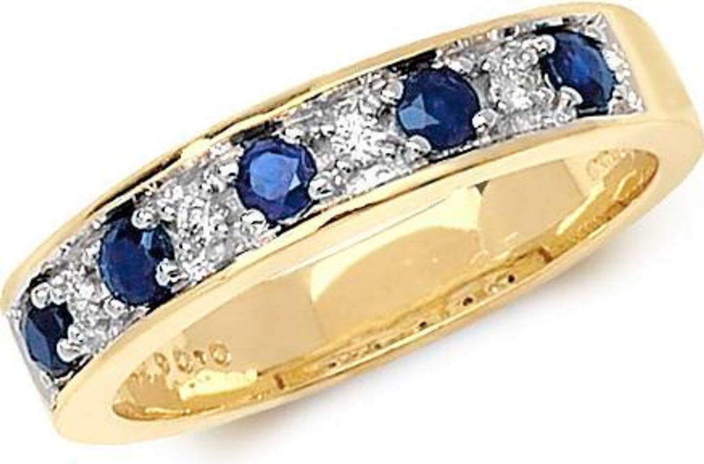 Funkelndes Feuer Moderner 9 Karat (375) Gold Halb Eternity Diamantring Brillant-Schliff 0.06 Karat H - PK1 mit Saphir, 55 (17.5); TRS291249KYRSO