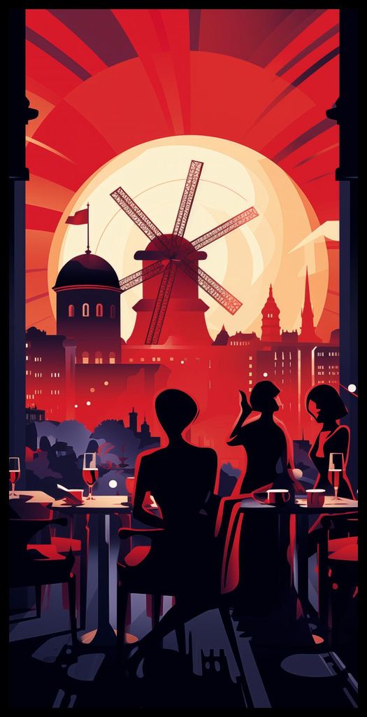 Plakat 50x100cm Abendbälle bei der Windmühle