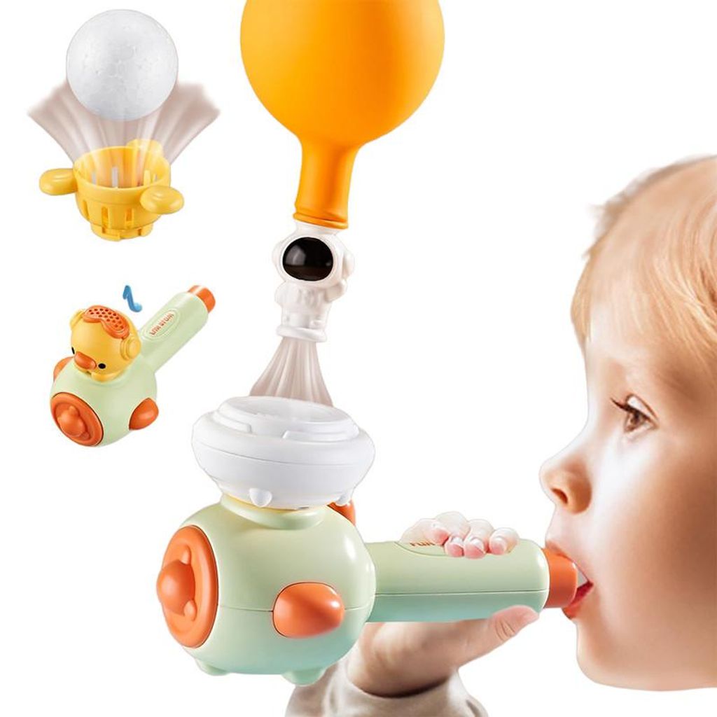 3-in-1 Montessori Spielzeug – schwebender Ball, Blasrohr & Pfeife – aus ABS – Für Atemübungen & sensorisches Spiel ab 3 Jahren