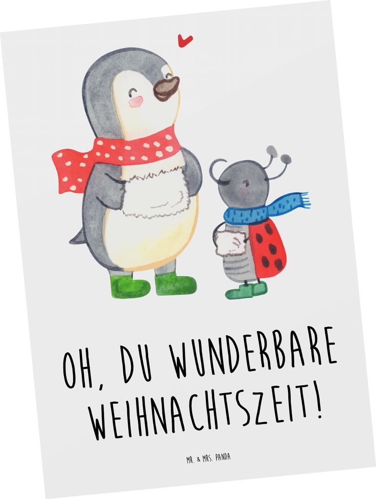 Mr. & Mrs. Panda Postkarte Smörle Winterzeit - Weiß - Geschenk, Weihnachten, Grüße, Weihnachtsgruß, Postkarten, Fotokarte, Weihnachtszeit, Ans...