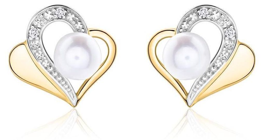 Unique Herzohrstecker aus 14K Gold mit Perlen und Diamanten