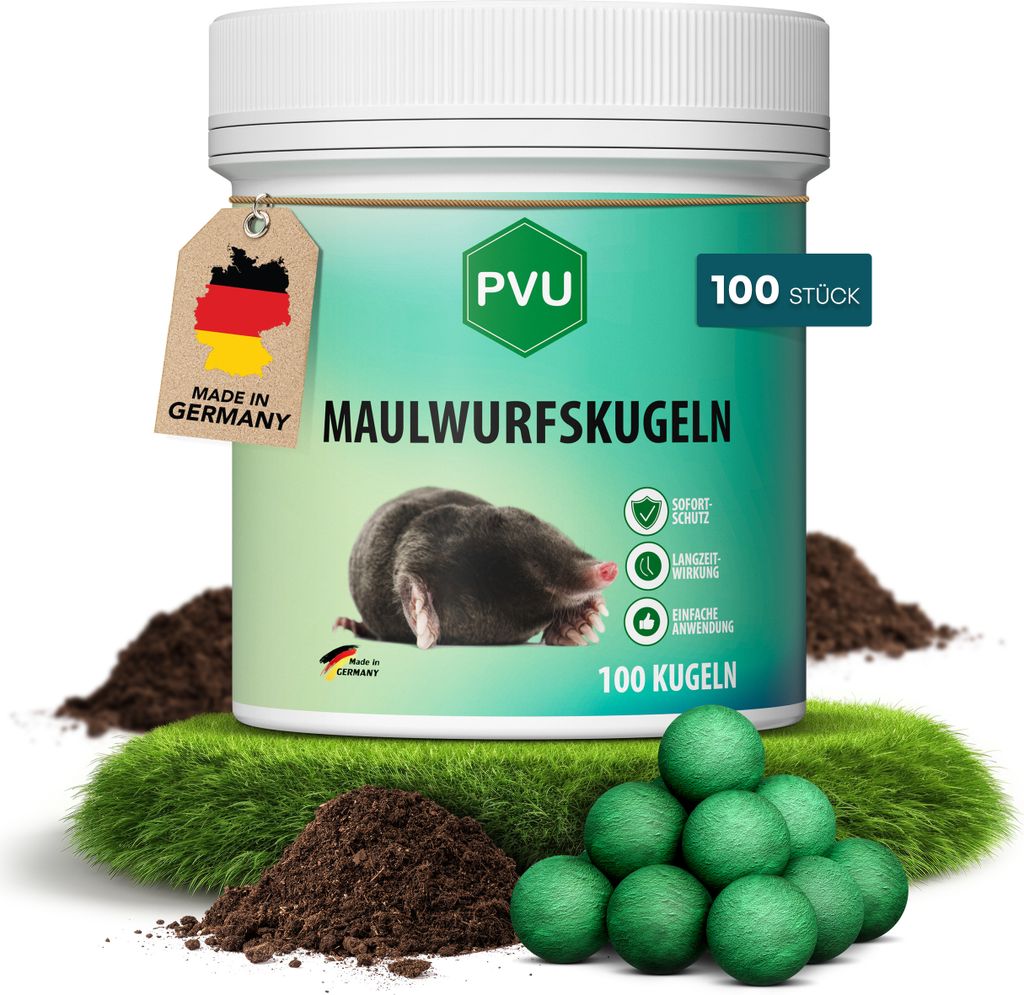 PVU Maulwurfskugeln 100er Pack - Maulwurf-Kugeln- Sofort-& Produktbild 