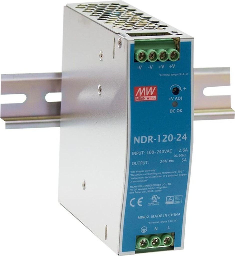 MEANWELL NDR-120-24, DC AC Hutschienen-Netzteil, DIN, 120W 24V 5A