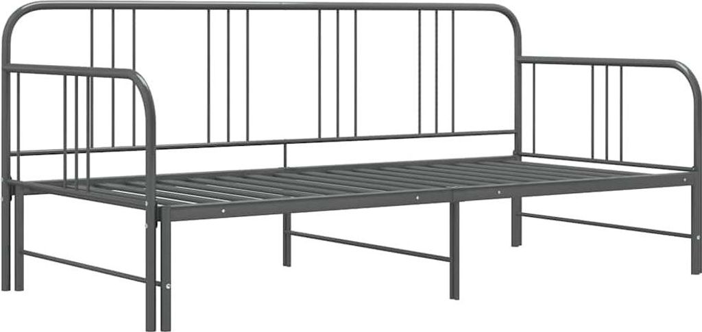 vidaXL Ausziehsofa Bettgestell Grau Metall 90x200 cm