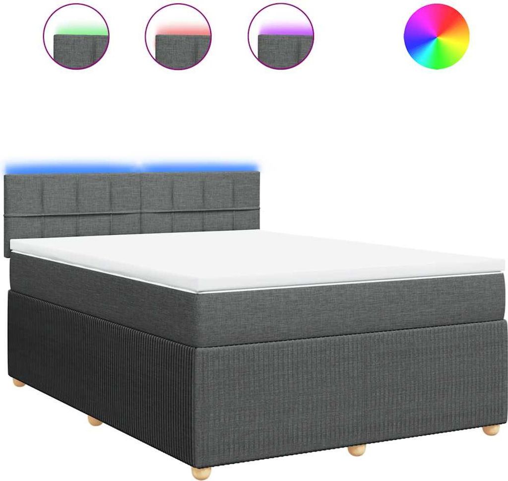 vidaXL Boxspringbett mit Matratze Dunkelgrau 140x190 cm Produktbild 