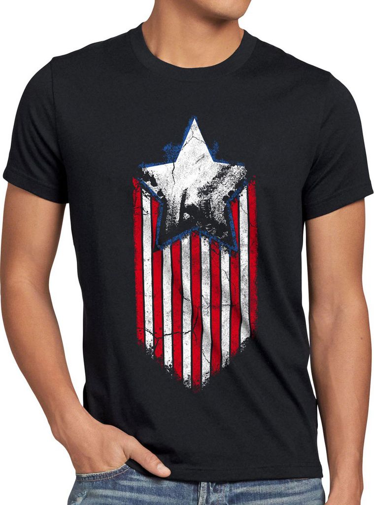 style3 USA Stars and Stripes Hero Herren T-Shirt, Größe:5XL, Farbe:Schwarz