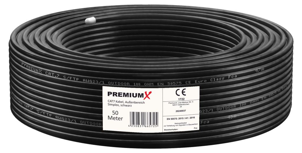 Premium X CAT 7 Outdoor Netzwerkkabel 50m S/FTP 10 Gbit/s Produktbild 