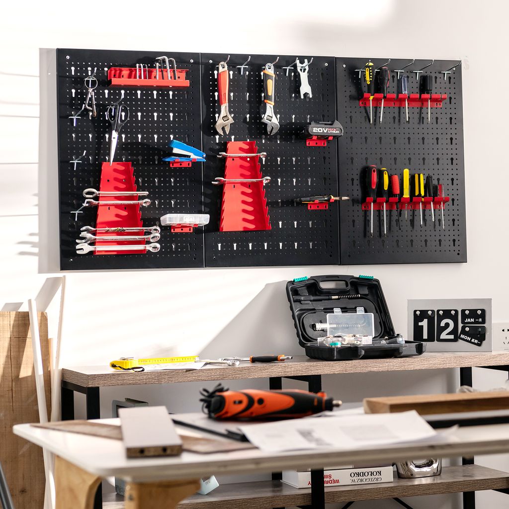 COSTWAY 120x60cm stěna na nářadí s 25 závěsnými doplňky, Obrázek produktu 1