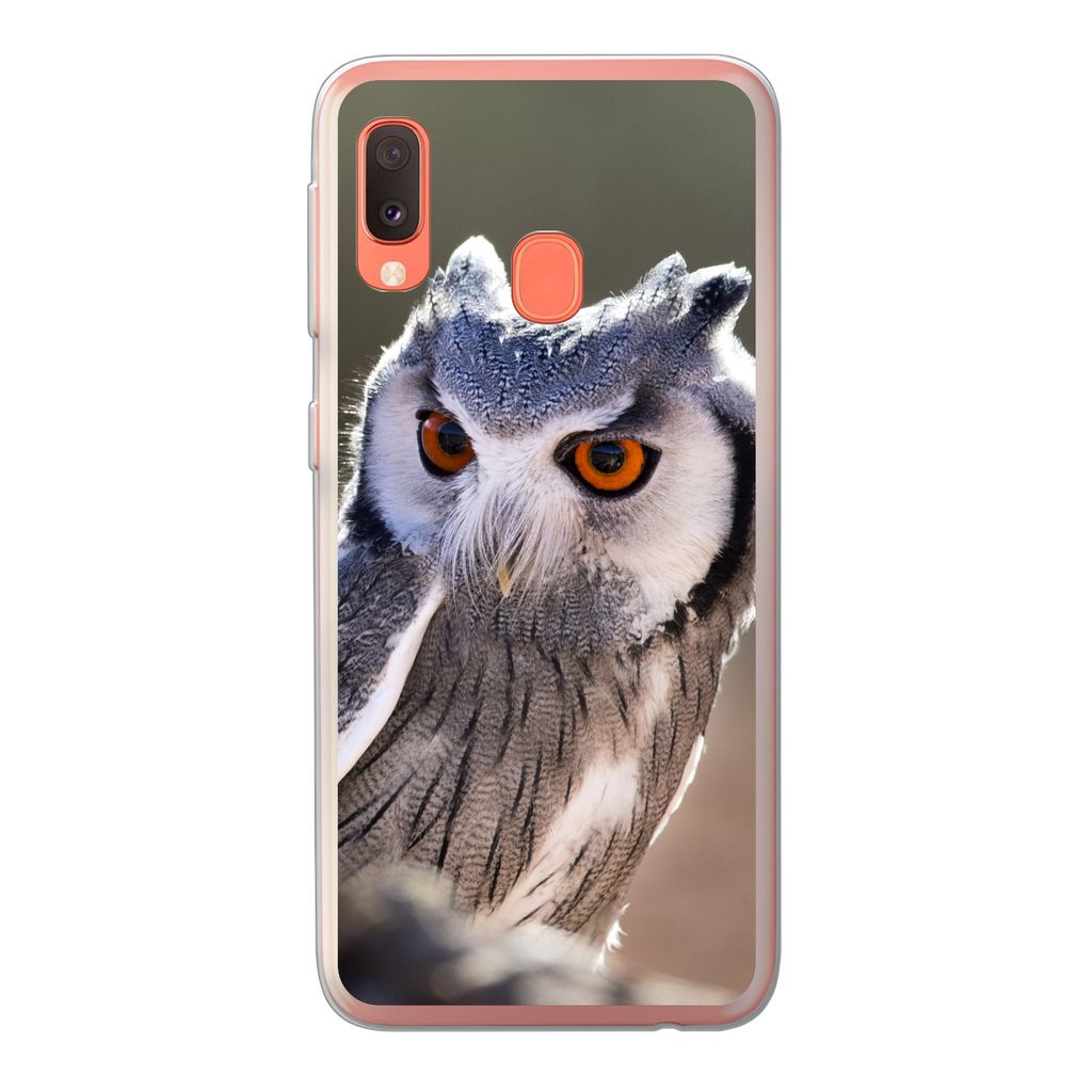 MuchoWow Handyhülle Schutzhülle Hülle für Samsung Galaxy A20e Eule - Makro - Tier Silikon Softcase Handy Hülle - Abdeckung