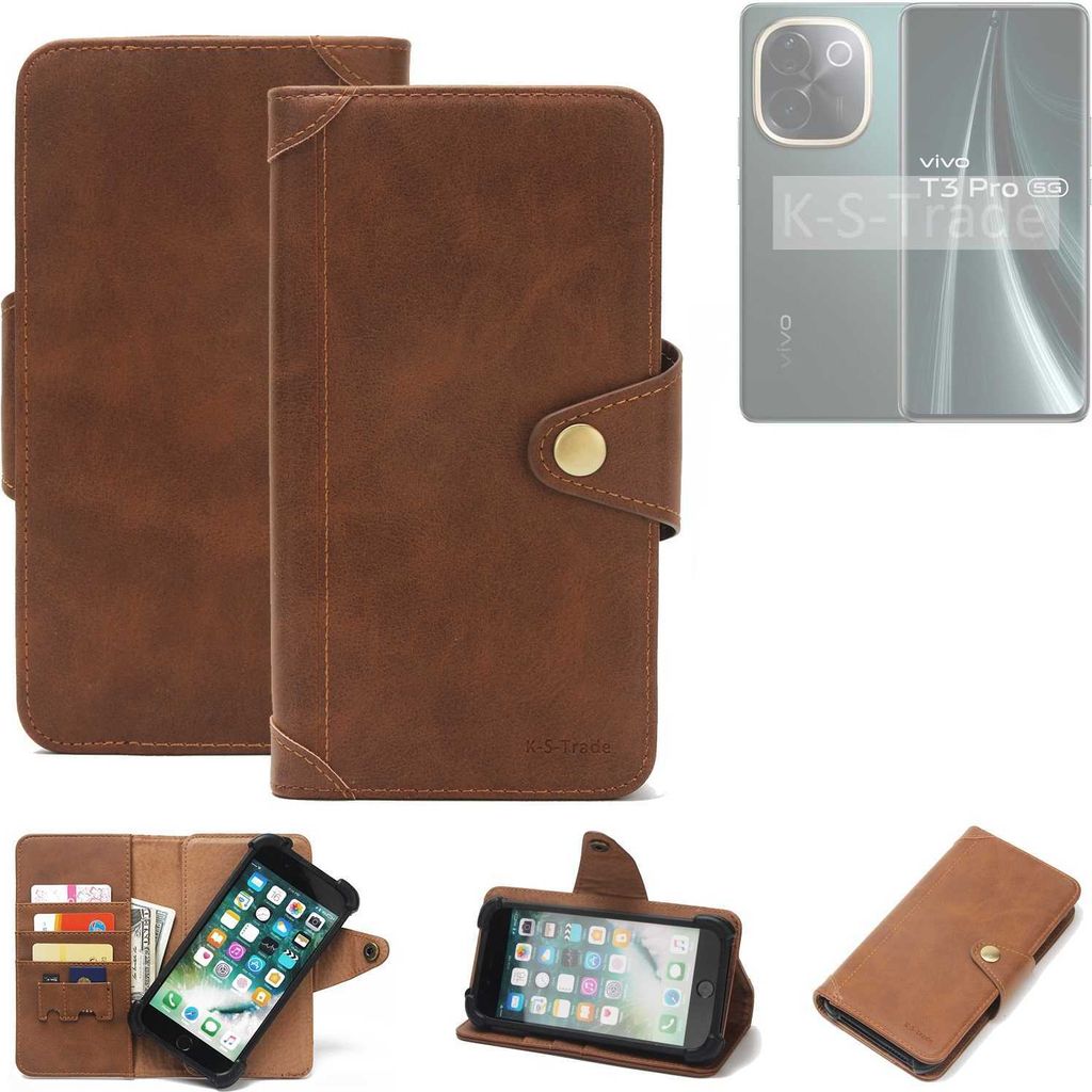 K-S-Trade Handyhülle kompatibel mit Vivo T3 Pro 5G Schutz Hülle Walletcase Bookstyle Tasche Case Handytasche Wallet Flipcase Cover PolyurethanBra...