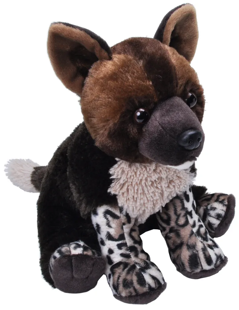 Peluches Lycaon Bébé Chien Sauvage Africain pour Cadeau Enfant Éveil