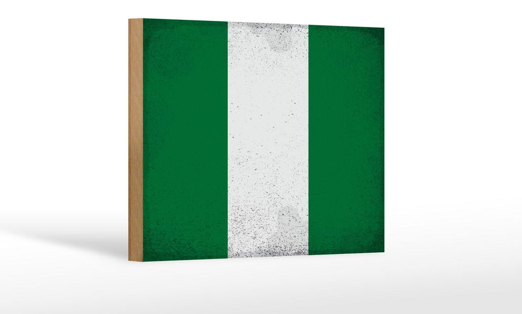 Holzschild Flagge Nigeria 18x12 cm Flag of Nigeria Vintage Dekoration