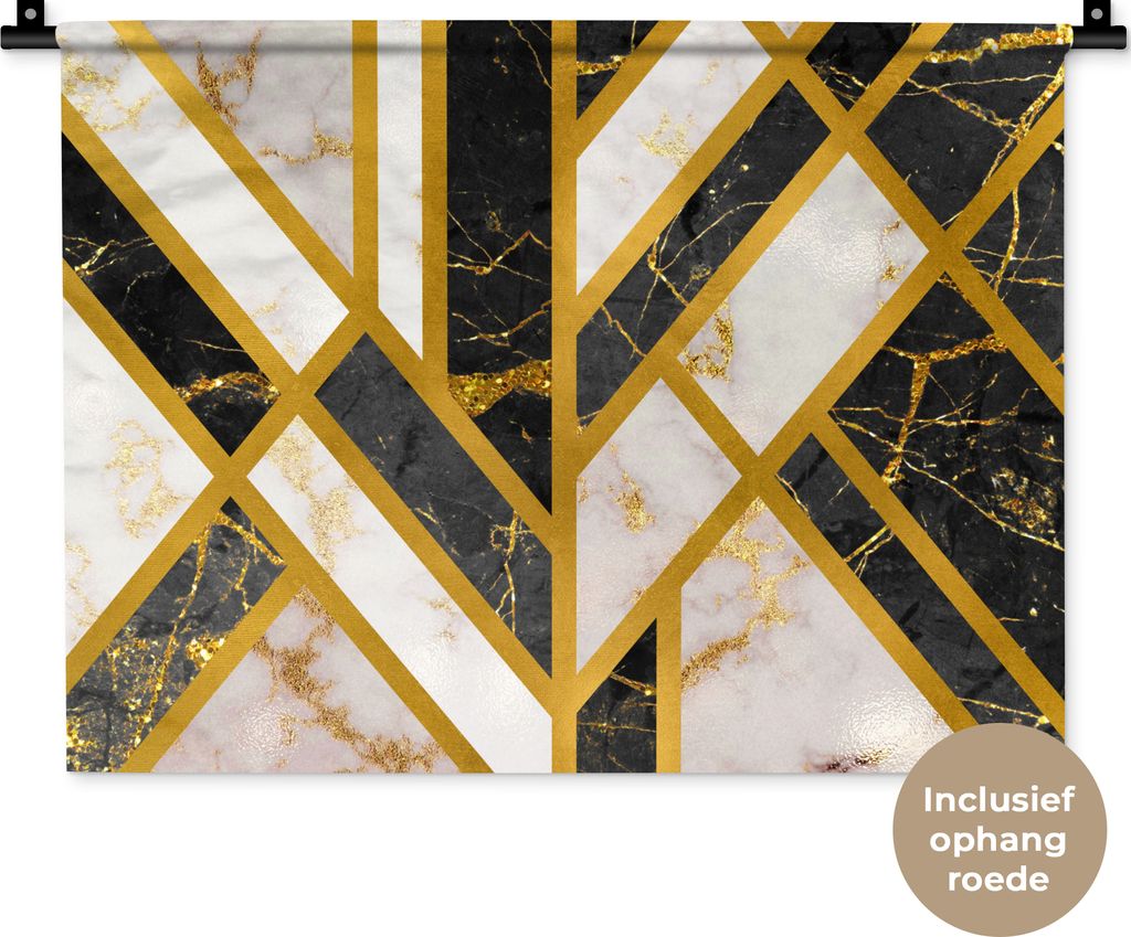 MuchoWow Wandteppich Wandbehang Marmor - Gold - Luxus 60x45 cm Tapisserie Dekoration Wandtuch - Das Schlafzimmer