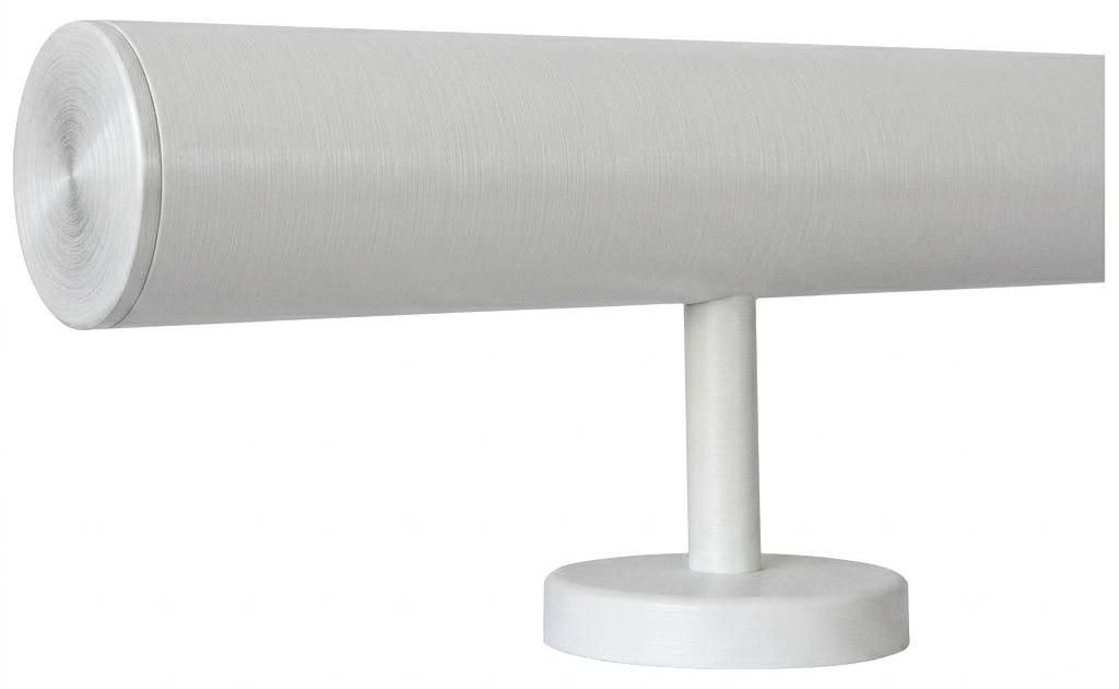 TIBU Handlauf Edelstahl Geländer Ø42,4 Weiß 30-600 cm Wandhandlauf Treppe gerade Edelstahlhalter, Variante Länge 540 cm mit 6 Halter und gerade...