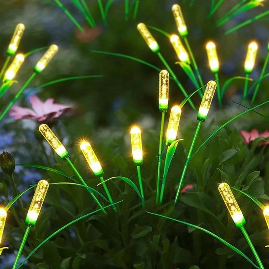 Éclairage solaire pour allée et massif avec 4 lampes roseau flexibles