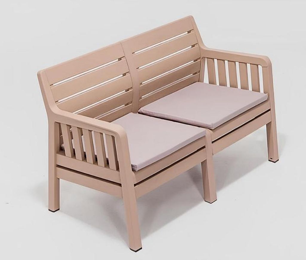 Stilvolles beiges Gartenmöbelset 2-Sitzer-Sofa Couchtisch, 2 Teile