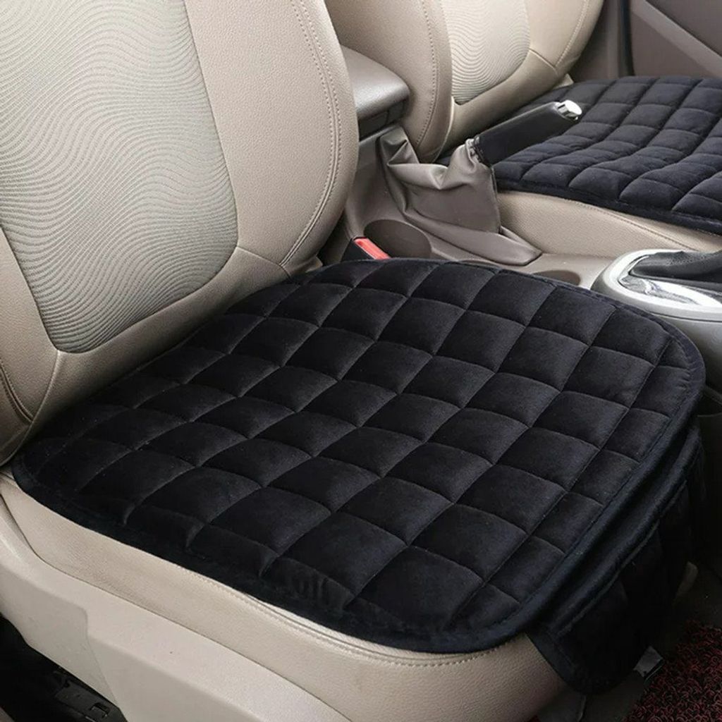 2 Stück Winter Sitzkissen Auto Vordersitze, Anti-Rutsch Autositzbezüge, Schwarz