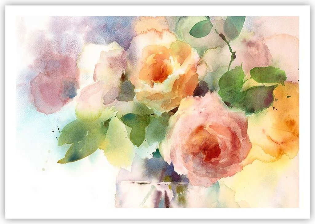 Poster - Poster ohne Rahmen - Rose Blume Garten - 100x70 cm - Wand Bild - Wanddeko - Wandbilder - Kunstposter - Wandposter - Bilder - Kunstdruck - ...