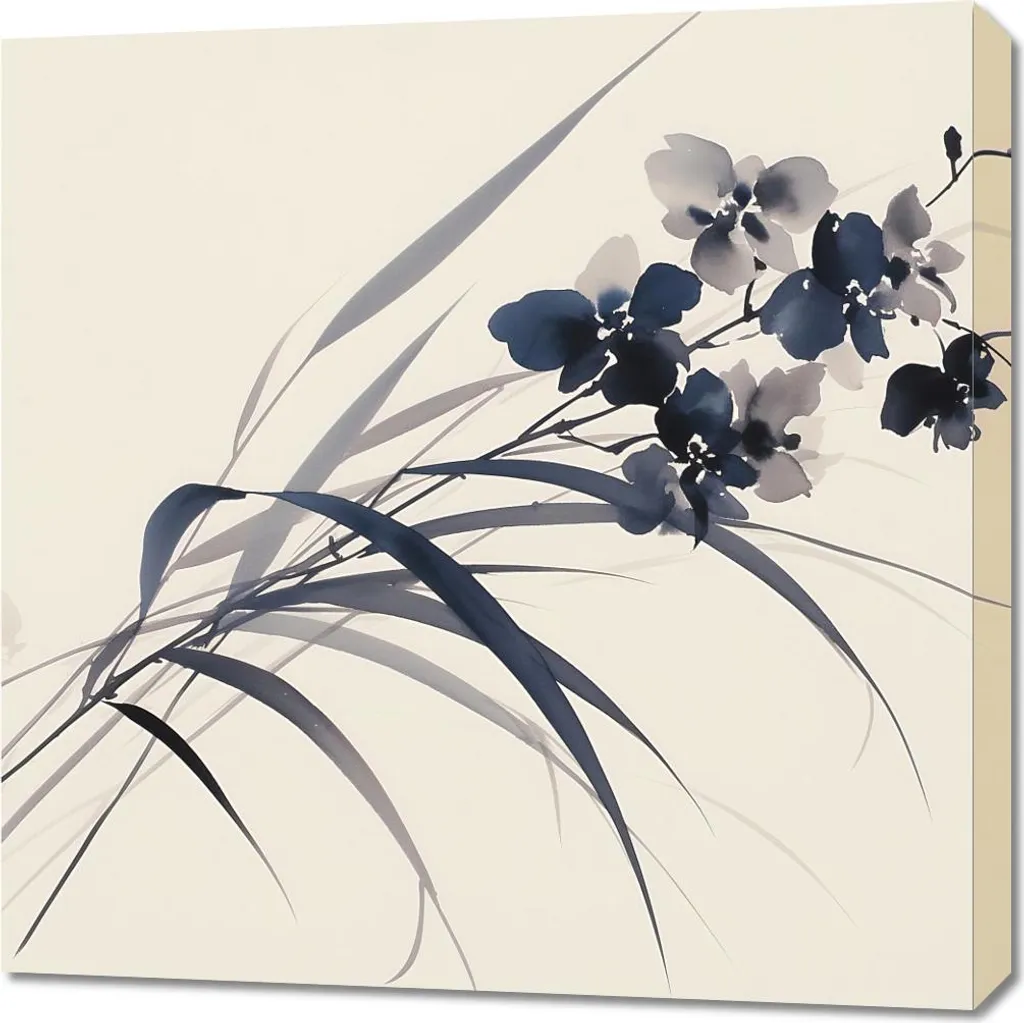 Quadro 70x70 cm Orchidea in seppia