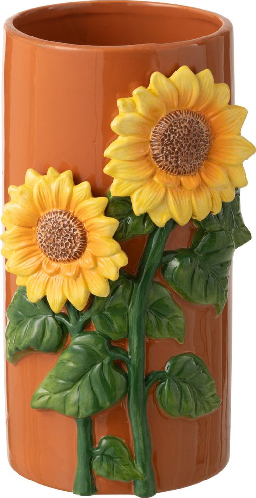 J-Line Vase Sonnenblume Keramik Gelb/Braun Large