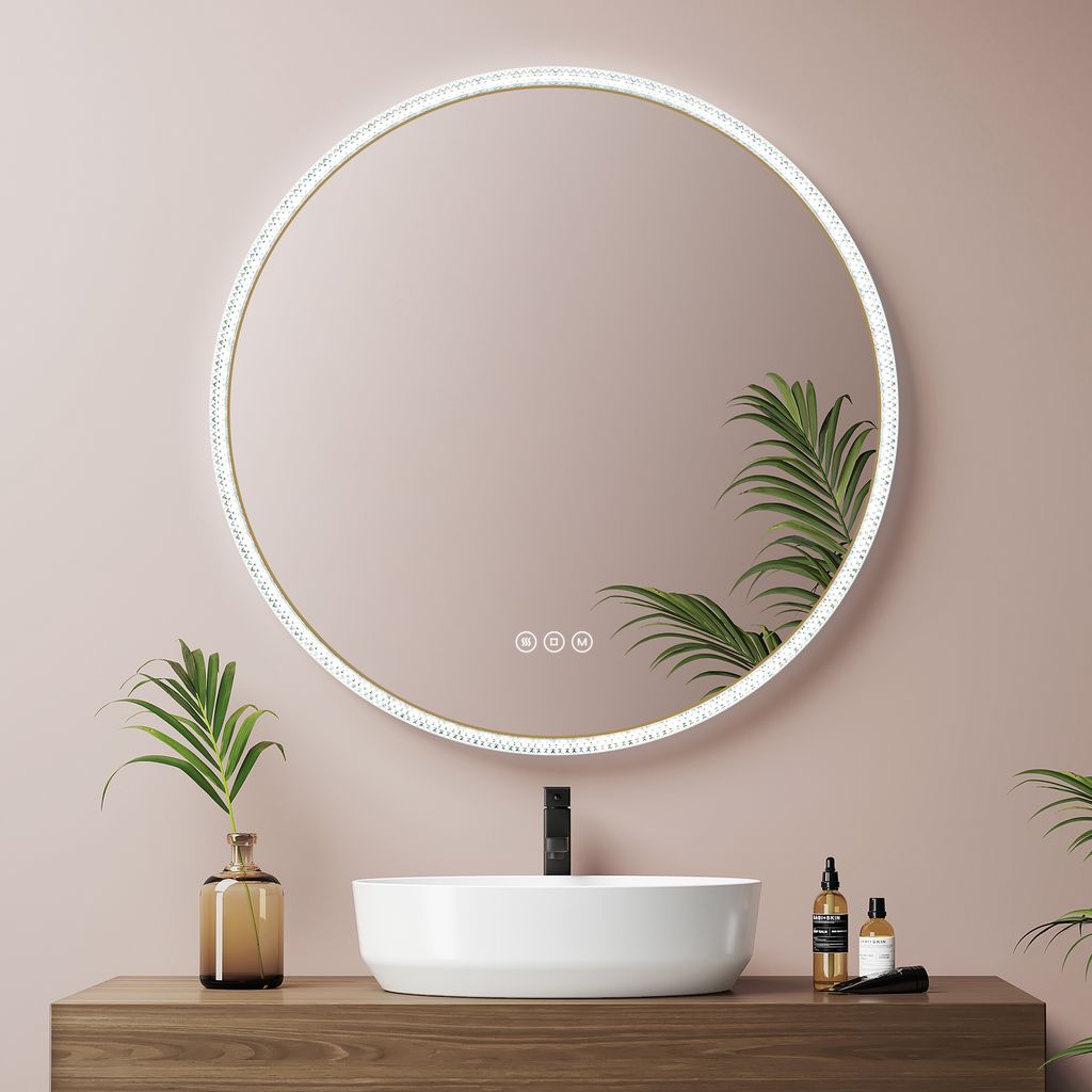 EMKE Specchio da bagno a LED rotondo da 60 cm senza nebbia Immagine del prodotto 