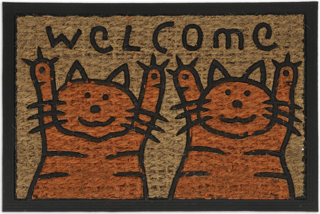 Tapis d'entrée Relaxdays en fibre de coco, avec des chats Image du produit 