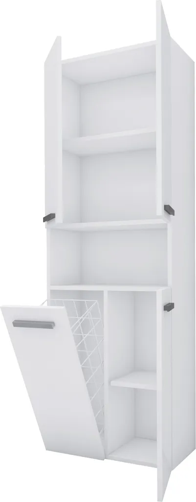 Solution rangement salle de bain : armoire 60 cm avec panier à linge